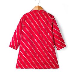 Babyhug Cotton Blend Woven Full Sleeves Kurta Dhoti Set With Sequin Detailing - Red