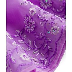 Babyhug Organza Woven Sleeveless Ethnic Dress With Floral Embroidery - Purple
