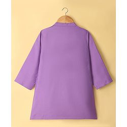 Babyhug Chanderi Woven Full Sleeves Kurta Dhoti Set with Embroidery - Purple