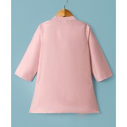 Babyhug Cotton Blend Woven Full Sleeves Kurta Dhoti Set With Sequinned Jacket - Peach