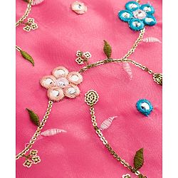 Babyhug Organaza Woven Sleeveless Floral Embroidered Kurti & Sharara Set With Dupatta - Pink