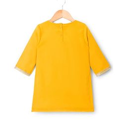 Babyhug Georgette Woven Full Sleeves Floral Embroidered Kurti Sharara Set With Dupatta - Yellow