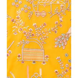 Babyhug Georgette Woven Full Sleeves Floral Embroidered Kurti Sharara Set With Dupatta - Yellow
