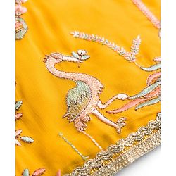 Babyhug Georgette Woven Full Sleeves Floral Embroidered Kurti Sharara Set With Dupatta - Yellow