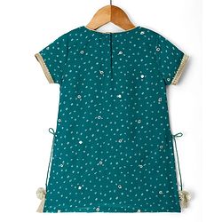 Babyhug Georgette Woven Half Sleeves Printed Kurti Gharara Set With Floral Embroidery & Dupatta - Mint Green