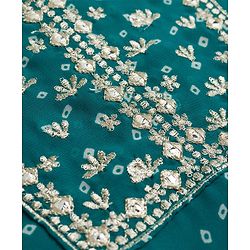 Babyhug Georgette Woven Half Sleeves Printed Kurti Gharara Set With Floral Embroidery & Dupatta - Mint Green