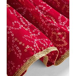 Babyhug Georgette Woven Sleeveless Ethnic Dress With With Bandhani Print & Shrug - Red