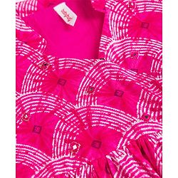 Babyhug Cambric Woven Three Fourth Sleeves Printed Ethnic Dress - Pink