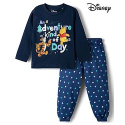 Babyhug Disney 100% Cotton Knit Full Sleeves T-Shirt & Pyjama Night Suit With Winnie The Pooh Graphics- Multicolor