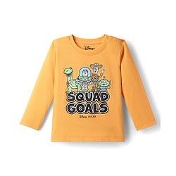 Babyhug Disney Single Jersey Knit Full Sleeves T-Shirt & Pyjama Night Suit with Toy Story Graphics - Mustard