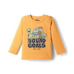 Babyhug Disney Single Jersey Knit Full Sleeves T-Shirt & Pyjama Night Suit with Toy Story Graphics - Mustard