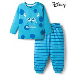 Babyhug Disney 100% Cotton Knit Full Sleeves T-Shirt & Pyjama Night Suit With Monster Graphic - Multicolor