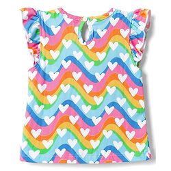 Babyhug Cotton Knit Half Sleeves  T-Shirt With Heart Print - Multicolor
