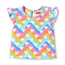 Babyhug Cotton Knit Half Sleeves  T-Shirt With Heart Print - Multicolor