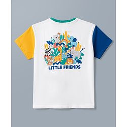 Babyhug 100% Cotton Knit Half Sleeves Animals Printed T-Shirt - White