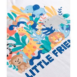 Babyhug 100% Cotton Knit Half Sleeves Animals Printed T-Shirt - White