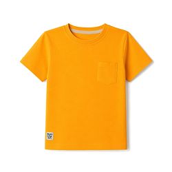 Babyhug 100% Cotton Knit Half Sleeves Solid T-Shirt & Shorts Set With Patch - Orange