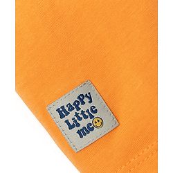 Babyhug 100% Cotton Knit Half Sleeves Solid T-Shirt & Shorts Set With Patch - Orange