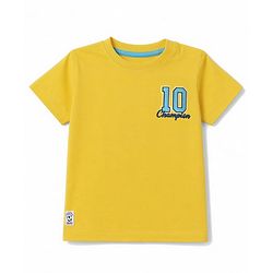 Babyhug 100% Cotton Single Jersey Knit Half Sleeves T-Shirt & Shorts With Champion Print - Yellow