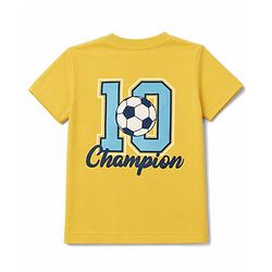 Babyhug 100% Cotton Single Jersey Knit Half Sleeves T-Shirt & Shorts With Champion Print - Yellow