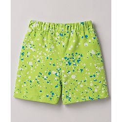 Babyhug 100% Cotton Knit Half Sleeves Text Printed T-Shirt & Shorts Set - Lime Green & Light Blue