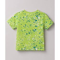Babyhug 100% Cotton Knit Half Sleeves Text Printed T-Shirt & Shorts Set - Lime Green & Light Blue