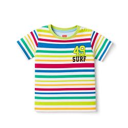 Babyhug 100% Cotton Single Jersey Knit Half Sleeves Striped T-Shirt & Shorts Set - Green Blue