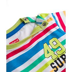 Babyhug 100% Cotton Single Jersey Knit Half Sleeves Striped T-Shirt & Shorts Set - Green Blue