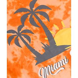 Babyhug Single Jersey Knit Half Sleeves Tie & Dye Effect T-Shirt & Shorts Co Ord Set with Miami Beach Print - Orange