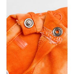 Babyhug Single Jersey Knit Half Sleeves Tie & Dye Effect T-Shirt & Shorts Co Ord Set with Miami Beach Print - Orange