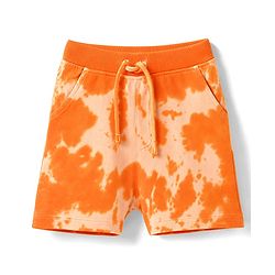 Babyhug Single Jersey Knit Half Sleeves Tie & Dye Effect T-Shirt & Shorts Co Ord Set with Miami Beach Print - Orange