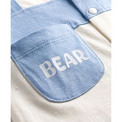 Babyhug 100% Cotton Single Jersey Knit Half Sleeves Romper With Bear Print & Applique - Multicolor