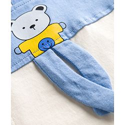 Babyhug 100% Cotton Single Jersey Knit Half Sleeves Romper With Bear Print & Applique - Multicolor