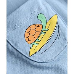 Babyhug 100% Cotton Knit Half Sleeves Romper with Turtle Print - Multicolor