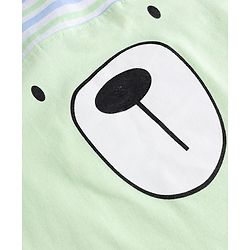 Babyhug 100% Cotton Single Jersey Knit Half Sleeves Striped Romper With Bear Print - Light Green