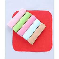 Bahyhug Cotton Knit Solid Hand & Face Towel Pack Of 6 L 25.4 x B 25.4 cm - Multi Color