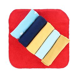 Babyhug Cotton Knit Hand & Face Towels with Star Print Pack of 6 L 23 x B 22 cm - Multicolor