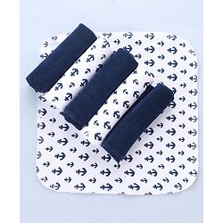 Bahyhug Cotton Knit Nautical Theme Printed Hand & Face Towel Pack Of 6 L 25.4 x B 25.4 cm - Multi Color