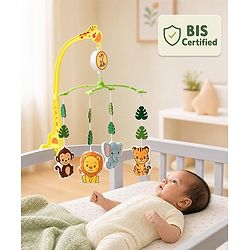 Babyhug Musical Cot Mobile with Giraffe Stand & Soft Hanging Toys Multicolor| Soothing Music | Rotating Hanging Toys| Baby Cot & Cradle Accessory| Sensory Stimulation| No Batteries Needed