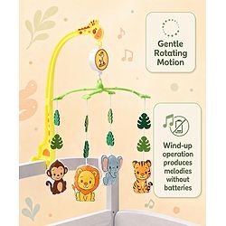 Babyhug Musical Cot Mobile with Giraffe Stand & Soft Hanging Toys Multicolor| Soothing Music | Rotating Hanging Toys| Baby Cot & Cradle Accessory| Sensory Stimulation| No Batteries Needed