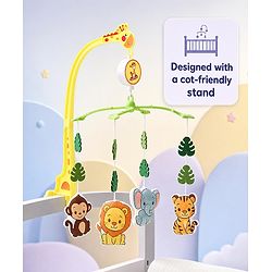 Babyhug Musical Cot Mobile with Giraffe Stand & Soft Hanging Toys Multicolor| Soothing Music | Rotating Hanging Toys| Baby Cot & Cradle Accessory| Sensory Stimulation| No Batteries Needed