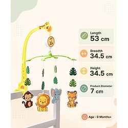 Babyhug Musical Cot Mobile with Giraffe Stand & Soft Hanging Toys Multicolor| Soothing Music | Rotating Hanging Toys| Baby Cot & Cradle Accessory| Sensory Stimulation| No Batteries Needed