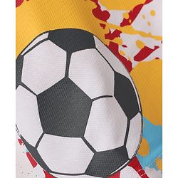 Babyhug 100% Cotton Single Jersey Knit Half Sleeves Polo T-Shirt & Shorts With Soccer Print - White & Red