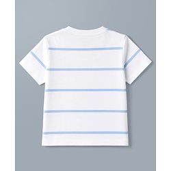 Babyhug 100% Cotton Knit Half Sleeves Animals Printed & Striped T-Shirt & Shorts Set - White & Yellow