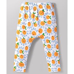 Babyhug 100% Cotton Knit Full Length Diaper Leggings with Fruit Print Pack of 3 - Multicolor
