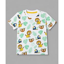 Babyhug Single Jersey Knit Half Sleeves T-Shirt & Shorts Set Animal Print - Green