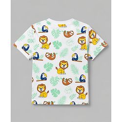 Babyhug Single Jersey Knit Half Sleeves T-Shirt & Shorts Set Animal Print - Green