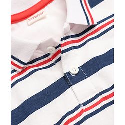 Babyhug Single Jersey Knit Half Sleeves Striped Polo T-Shirt & Shorts Set - Multicolor