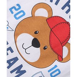 Babyhug Single Jersey Knit Half Sleeves T-Shirt & Shorts Set Teddy Print - White & Blue