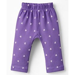 Babyhug 100% Cotton Interlock Knit Full Length Hearts Star & Unicorn Theme Printed Diaper Leggings Pack Of 3 - Multi Color